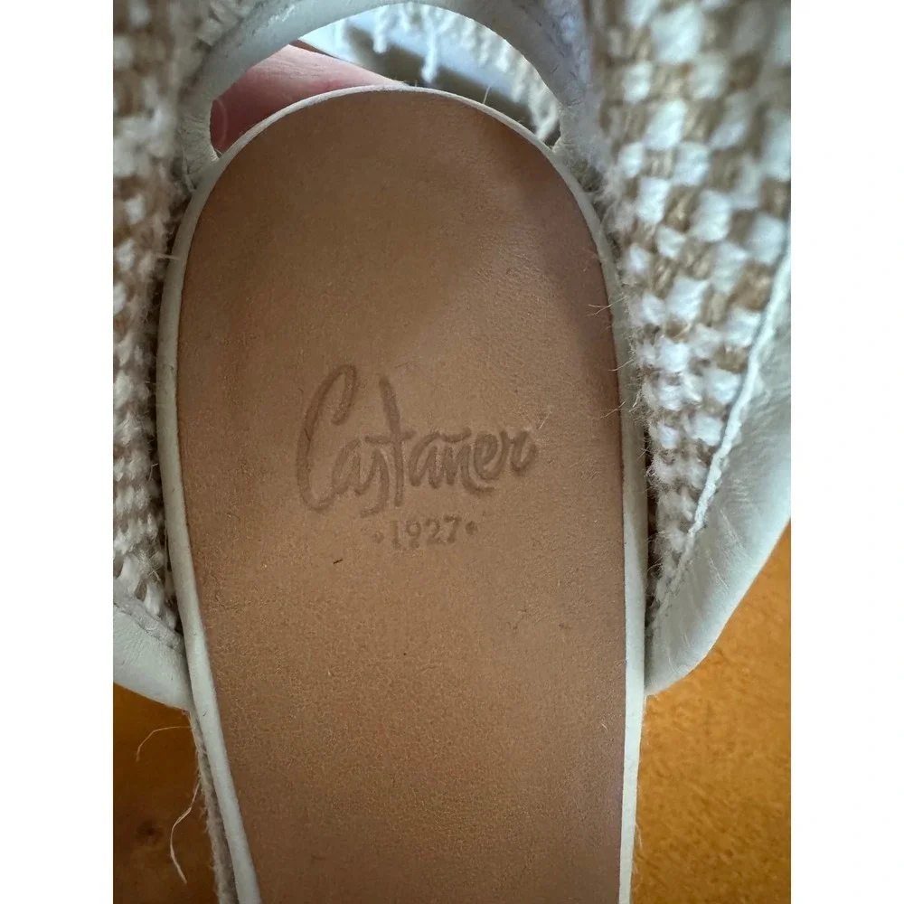 Castaner Carola Beige Jute Ankle Wrap Espadrille Platform Wedge Sandal Size 6